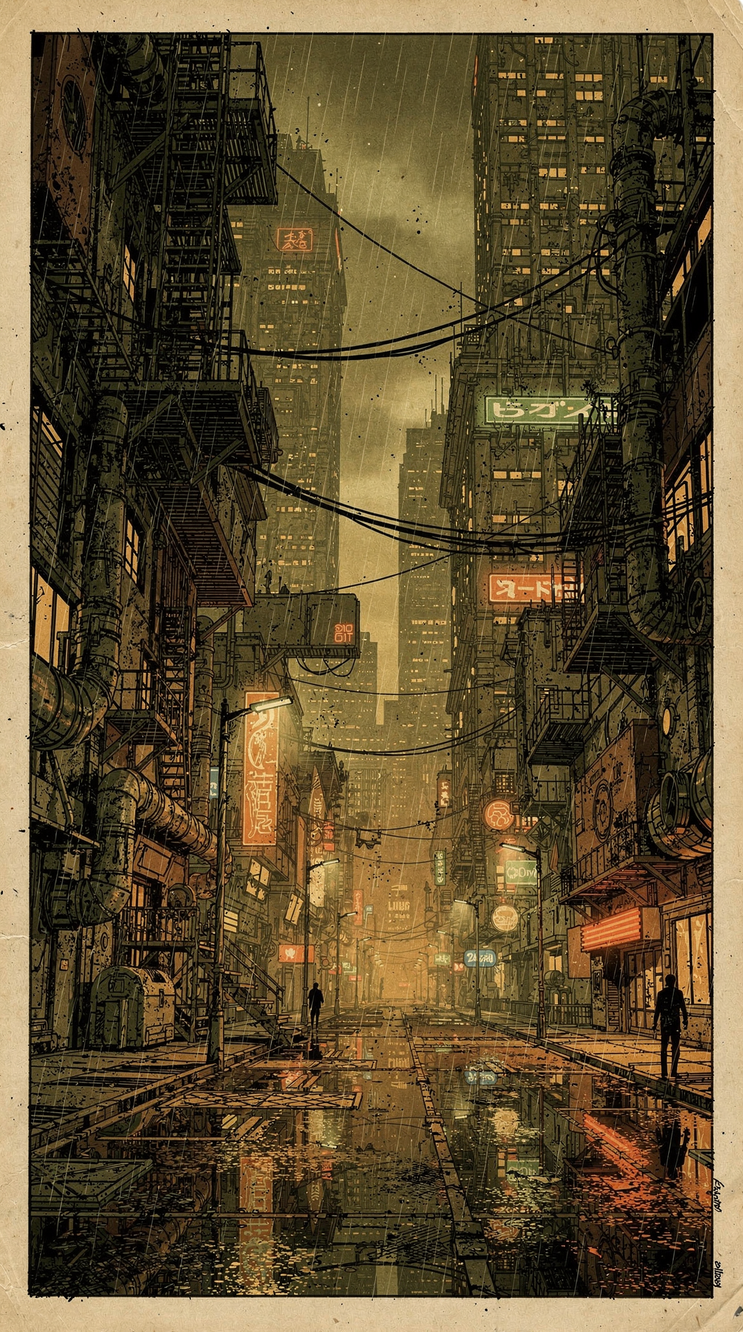 Cyberpunk city at night