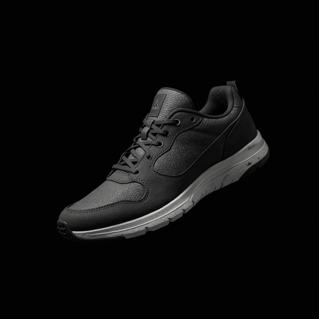 premium sneaker floating mid-air, studio lighting