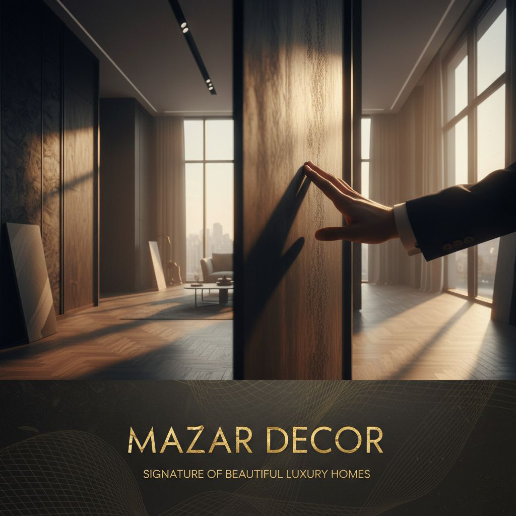Create a luxury advertisement video for a premium Chinese decorative boards store in Mazar-e-Sharif, Afghanistan.
Style: Elegant, modern, cinematic, warm natural lighting, slow motion shots, high-end interior design, luxury lifestyle.
Scene 1: A modern bright living room with large windows and premi