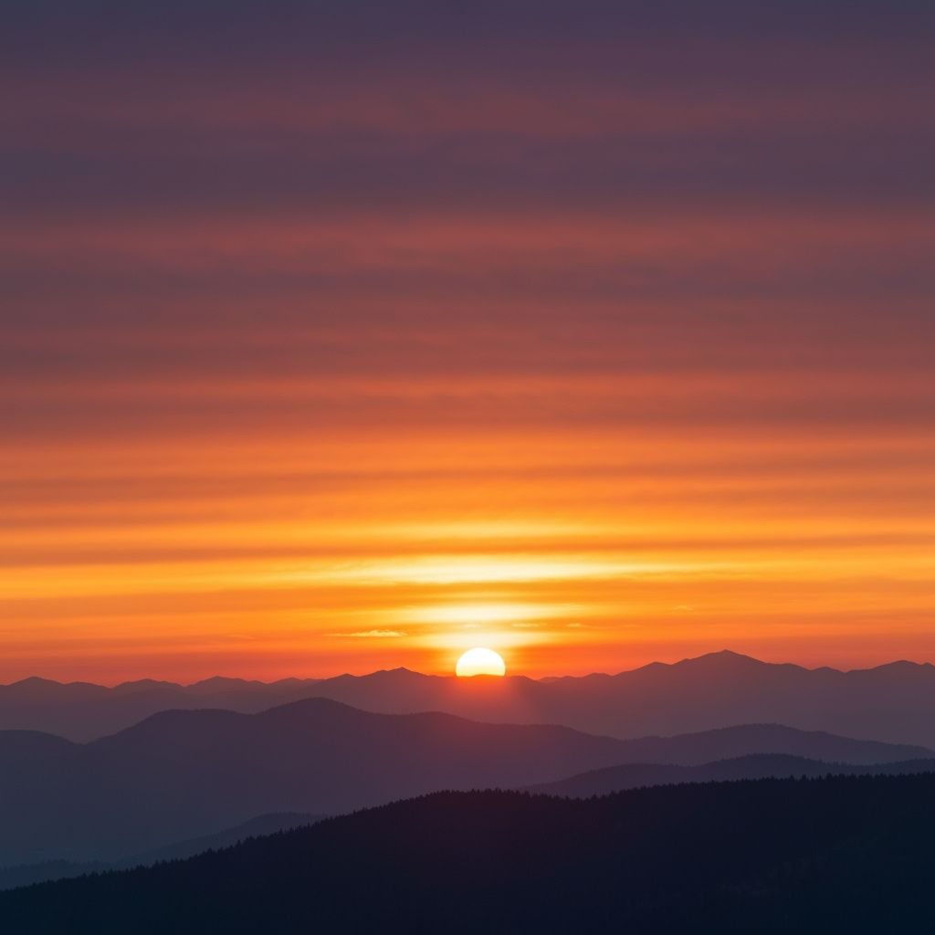 sunset over mountains