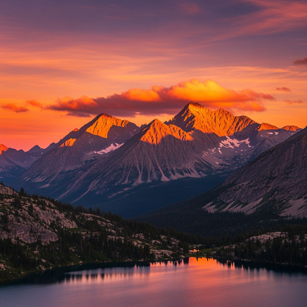sunset over mountains